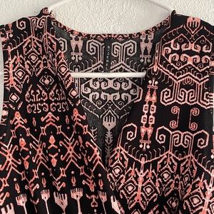 Sleeveless tribal print wrap top romper